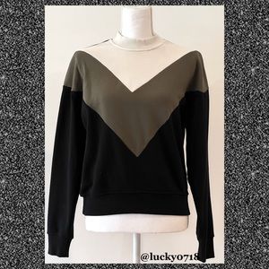 Wesley Malibu Black White Taupe Mock Neck Sweatshirt Sz S